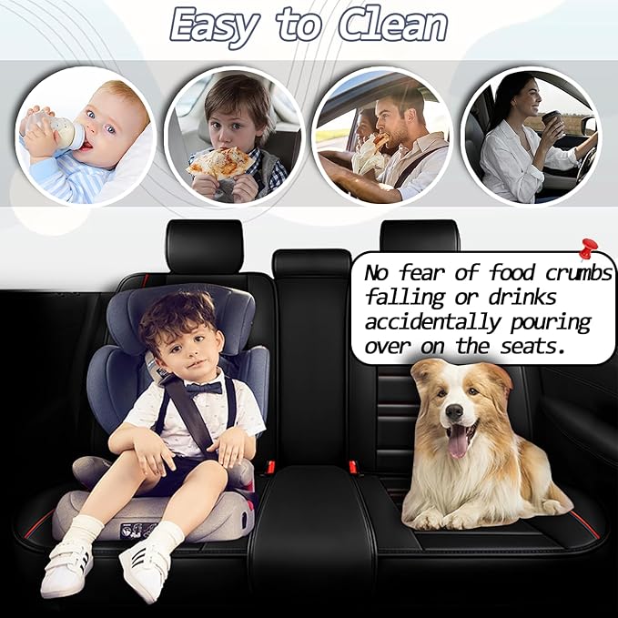Car Seat Covers for Chrysler Car 300 2005-2023 | 5-Seats Seat Covers, Waterproof Seat Protectors, Automotive Seat Covers (Full Set with Pillow,Black&Red Line)