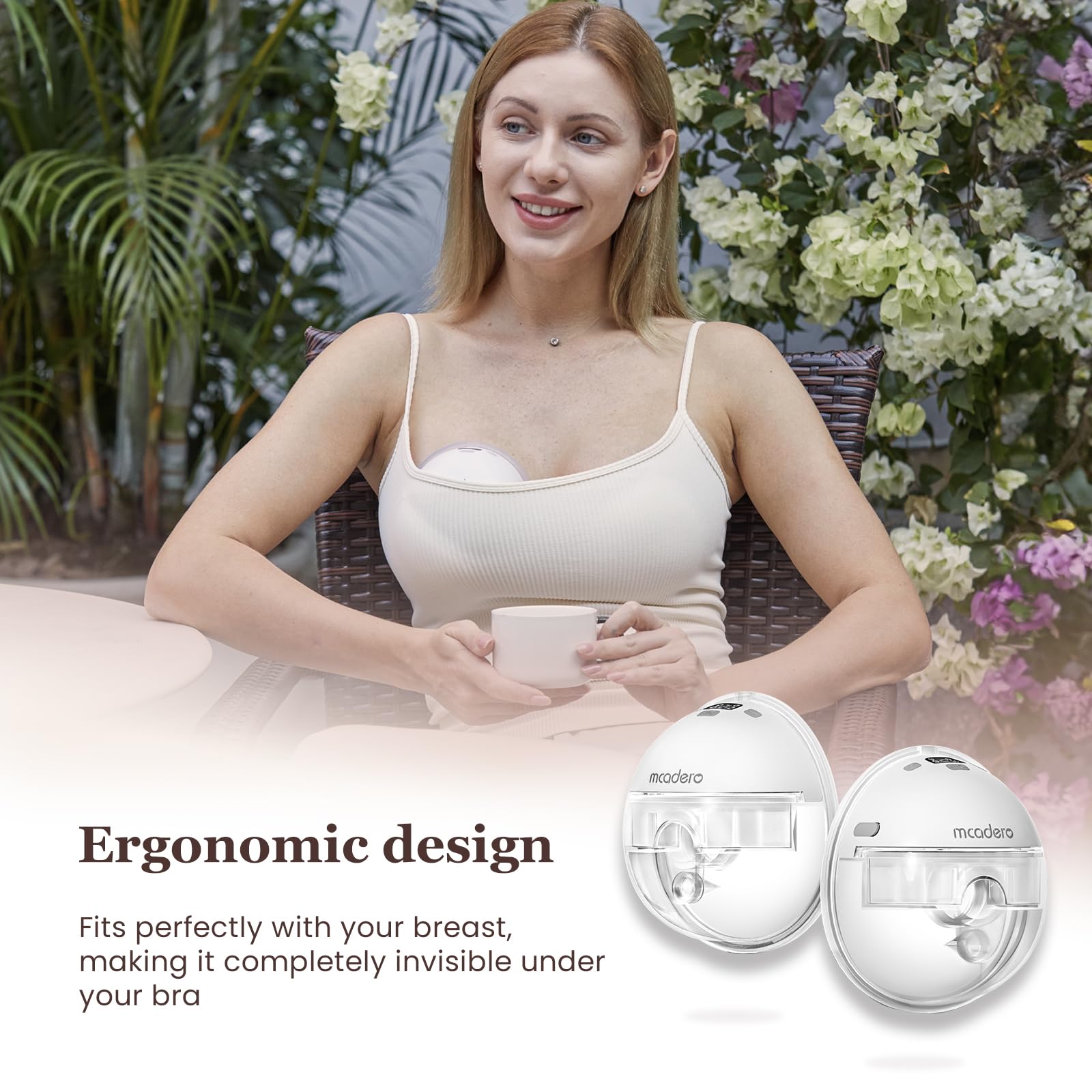 Mcadero M1 Upgrade Wearable Breast Pump with 4 Modes & 12 Levels，Breastfeeding Pump with LED Display，Ultra Quiet & Lightweight，2 Pack White