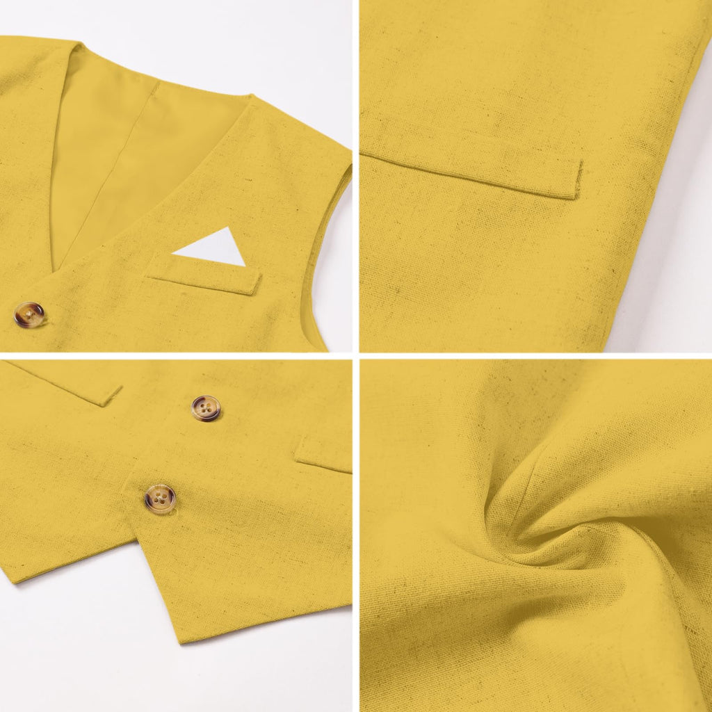 SANGTREE Boys Cotton Linen Formal Suit Yellow Lemon 3-4T=Tag 120