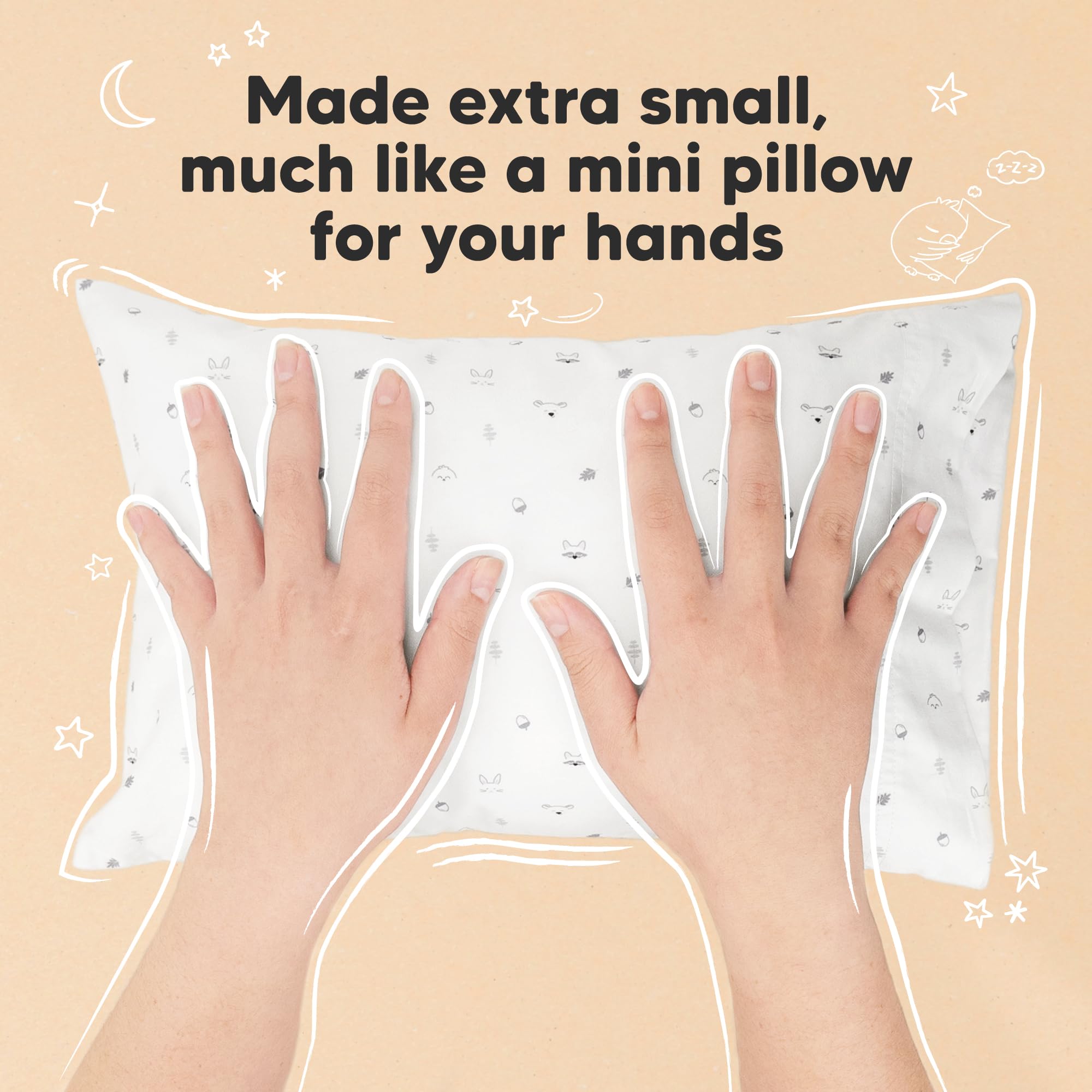 Mini Toddler Pillow with Pillowcase, 9x13 My Little Dreamy Pillow (Acorn)