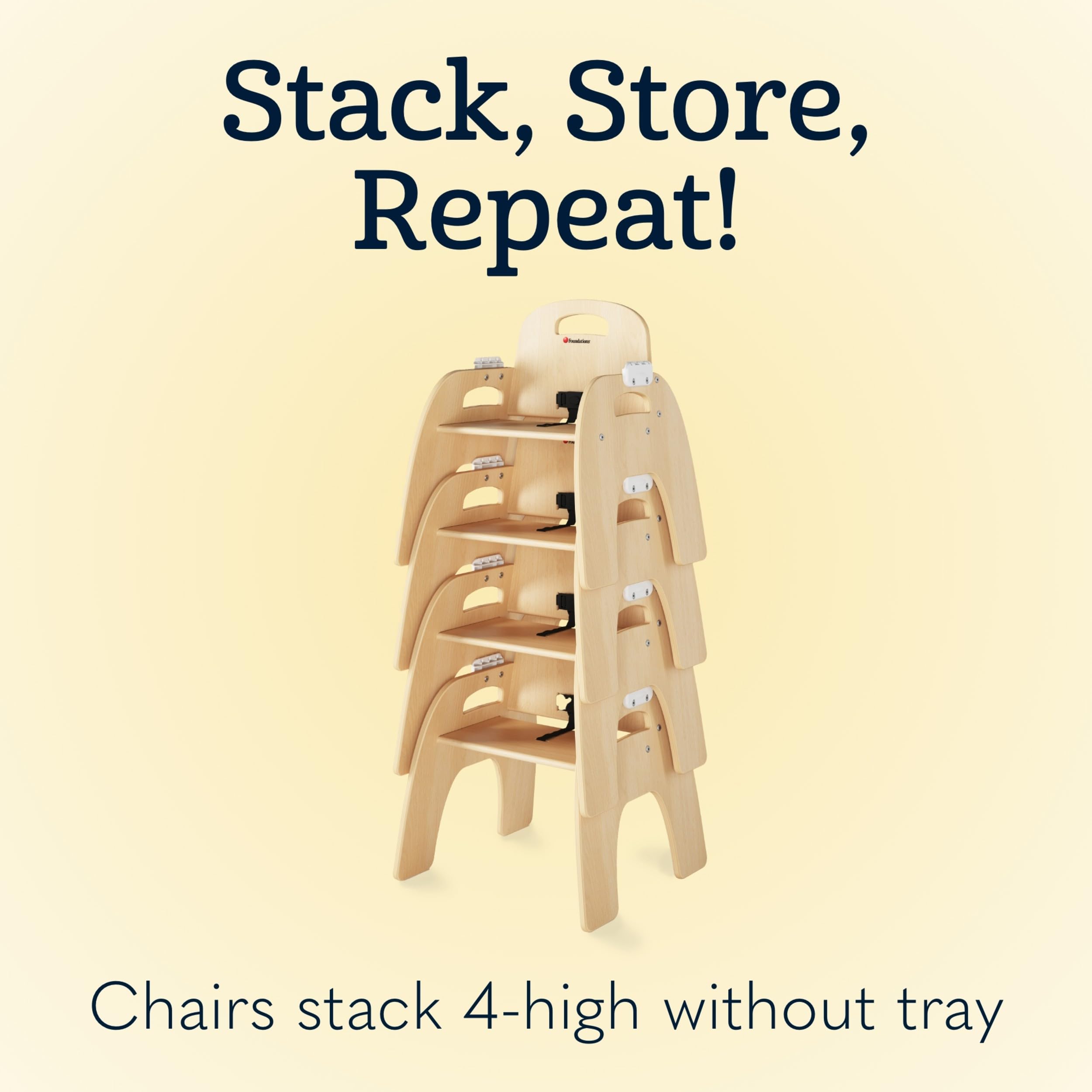 Foundations Easy Serve Low 9" Wood Feeding Chairs Highchairs, 2 Pack