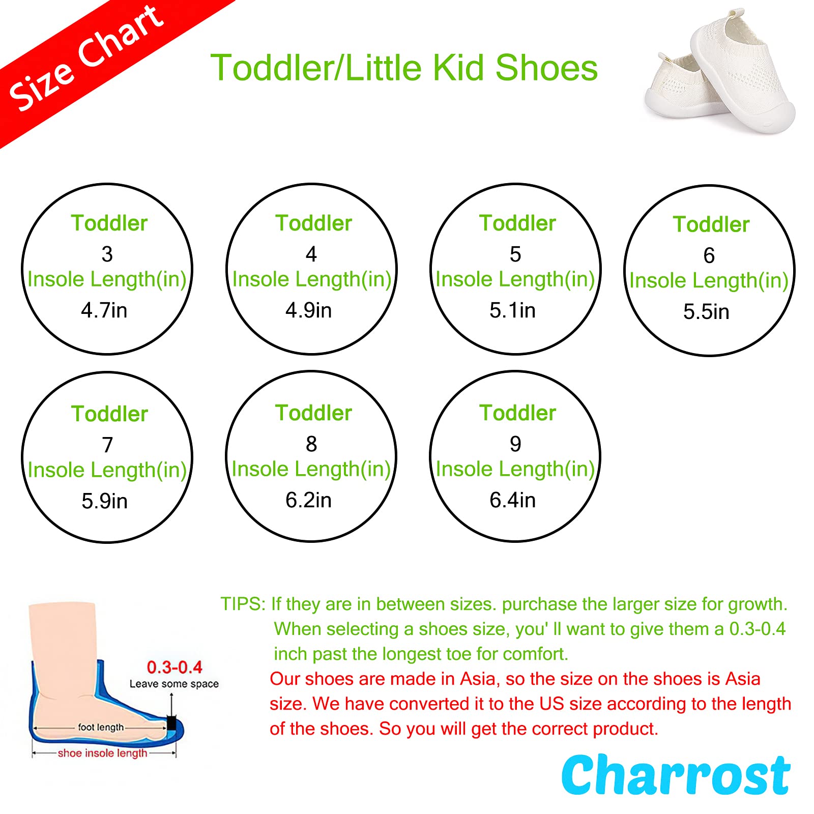Charrost Baby Walking Shoes Wide Toe Box Knit Slip-On Sneakers for Toddlers