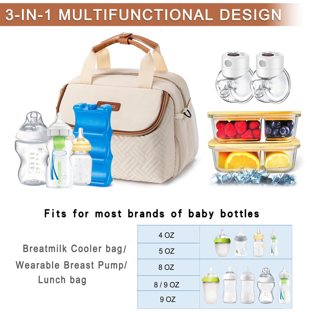 Breastmilk Cooler Breast Pump Bag with Ice Pack Fits 6 Bottles Up to 9 Oz