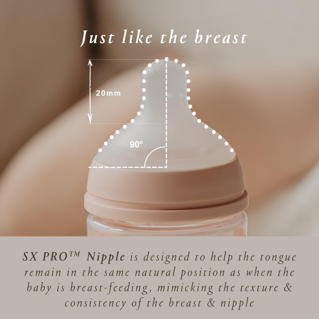 Suavinex Bonhomia Glass Baby Bottle with SX PRO Silicone Nipple, Anti Colic Baby Bottles, Baby Bottles for Breastfed Babies, Slow Flow, 0mo, 4oz, Beige