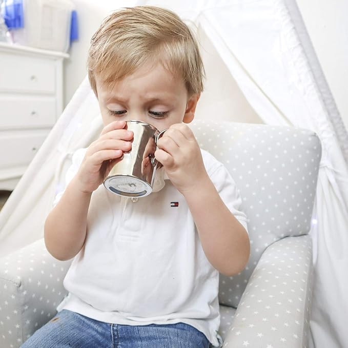 Children's Stainless Steel Cups with Handles | Education Series | Premium 304 (18/8) | Set of 2 | Perfect for Montessori Babies, Toddlers & Kids