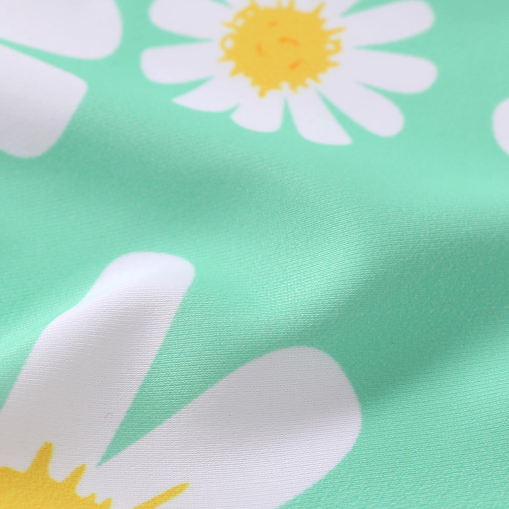YOUNGER TREE Toddler Girls Two Pieces Swimsuit Color Block Stripe Swimwear Summer Beach Bathing Suit 18M-5T（Green#Daisy 3-4T）