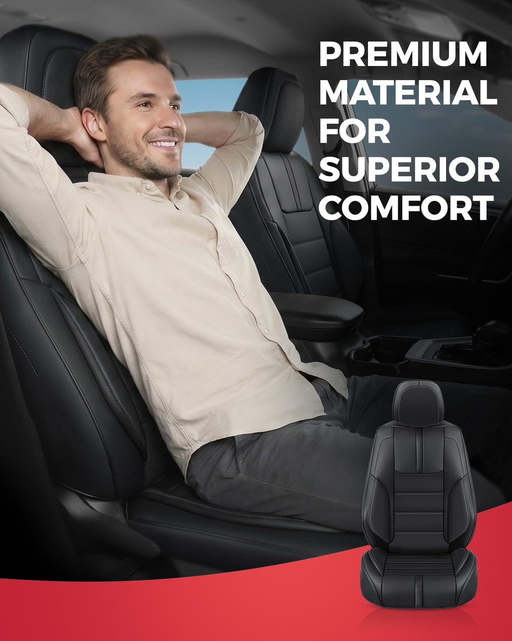 FREESOO Seat Covers Full Set for Cars Trucks SUV, Black