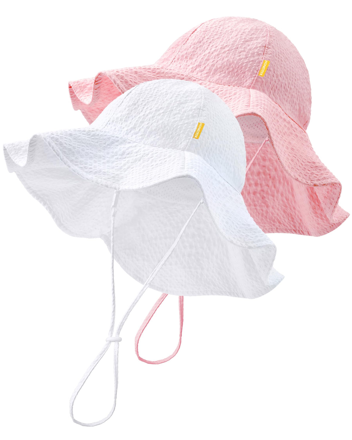 Baby Sun Hat Toddler Girl Beach Hat Adjustable Outdoor Summer Hat UPF 50+ Sun Protection Wide Brim Infant Kids (US, Age, 6 Months, 24 Months, Pink/White)