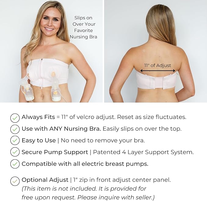 Hands-Free Pumping Bra - Comfortable, Adjustable, Customizable - Converts Nursing Bra or Maternity Bra to Breast Pump Bra