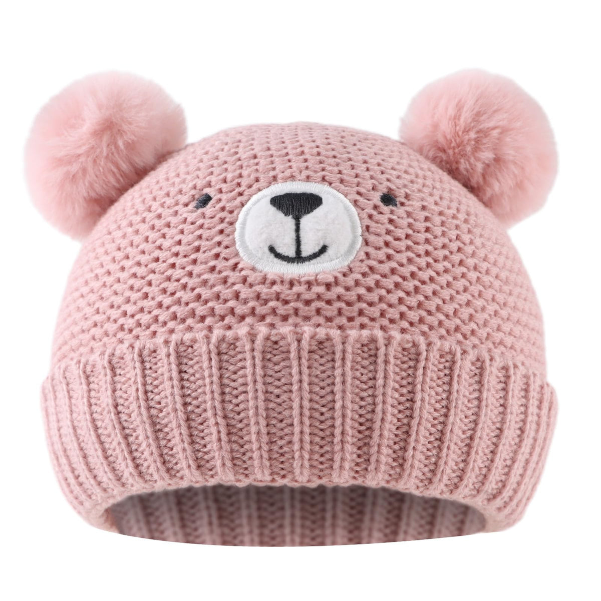 JANGANNSA Cute Bear Baby Beanie Pompom Baby Boy Hat Winter Knit Beanie Girl
