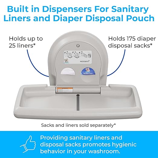 Koala Kare Surface-Mounted Horizontal Baby Changing Station, Model KB300-05 (White Granite)