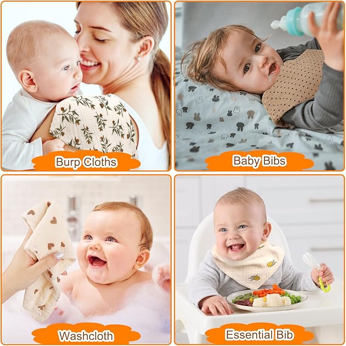 Accmor Muslin Baby Drool Bibs 6 Pack Baby Bandana Drool Bibs Soft Cotton Baby Bandana Bibs for Teething Drooling