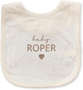 COUPLEHOODIES Custom Baby Name Embroidered Bib – Cotton Feeding Bib with Heart Stitch Design, Gift for Newborn or Baby Shower