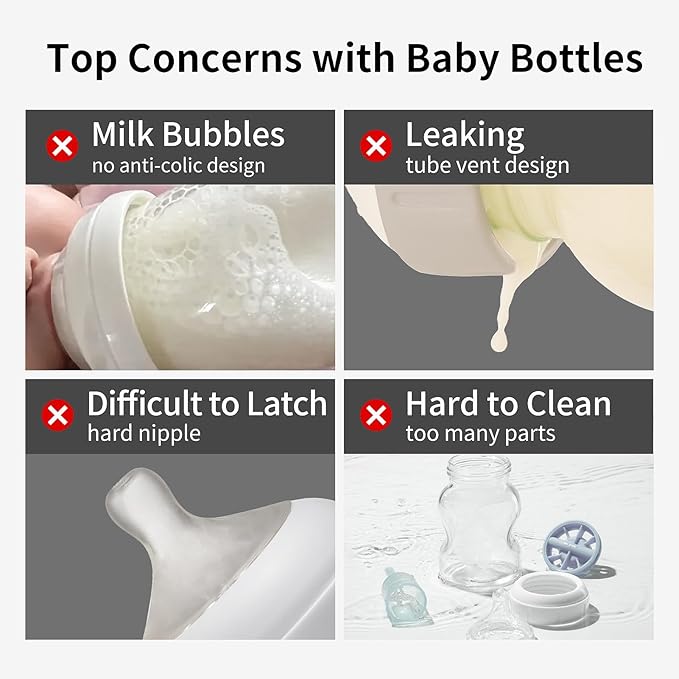 Thyseed Glass Natural Anti-Colic Baby Bottles | Newborn Breast Like Nursing Bottle for Breastfed Babies with Nipple(0-1 Months),5oz,1pack