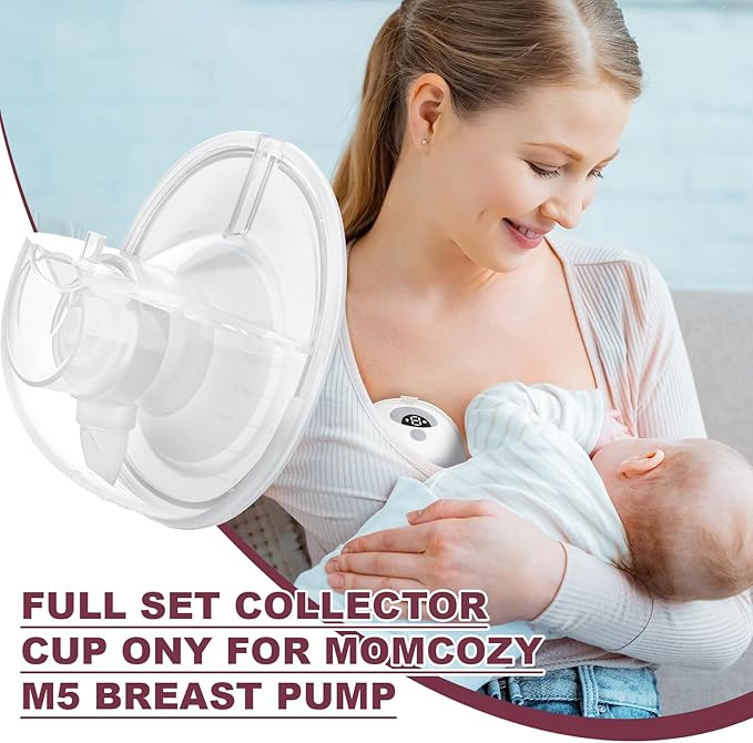 2pcs Double-Sealed Collector+Flange 24mm Set Compatible with Momcozy M5 Breast Pump, Replacement Pump Parts Accessories Compatible for M5 Momcozy