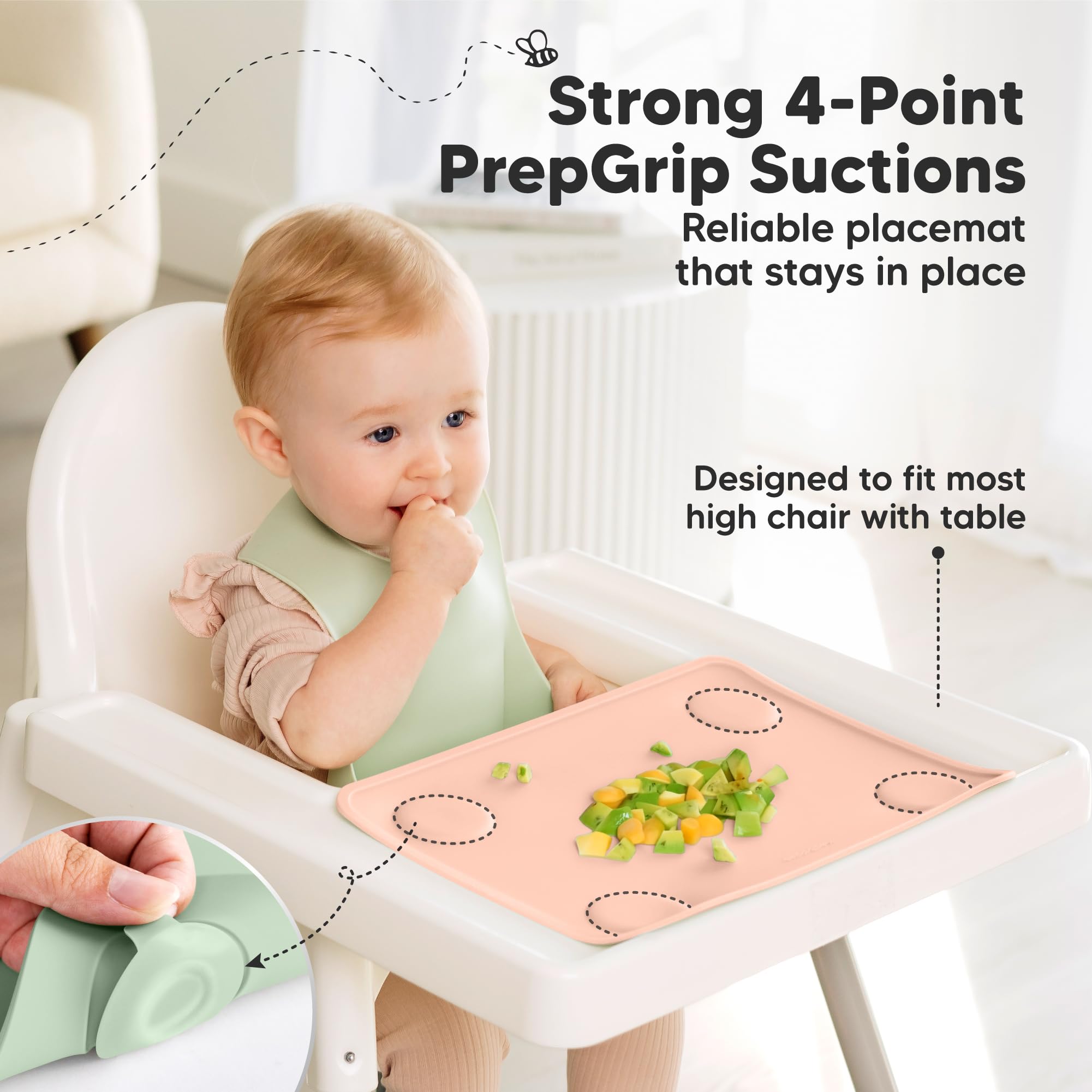 KeaBabies 2pk Silicone Placemats for Toddlers, Kids, Baby, 12x9 (Mellow, S)