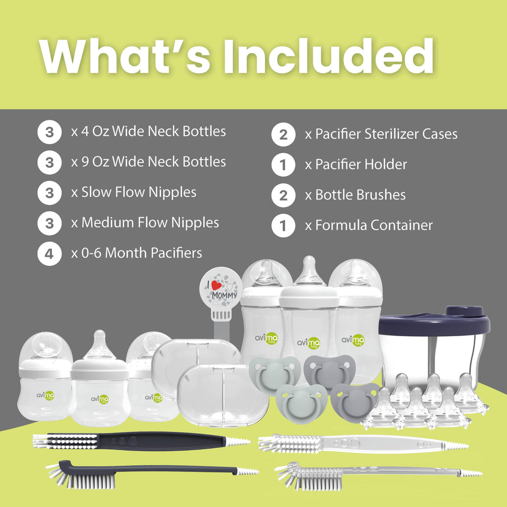 Avima 12 Piece Baby Bottle Starter & Gift Set. 0-6 Months
