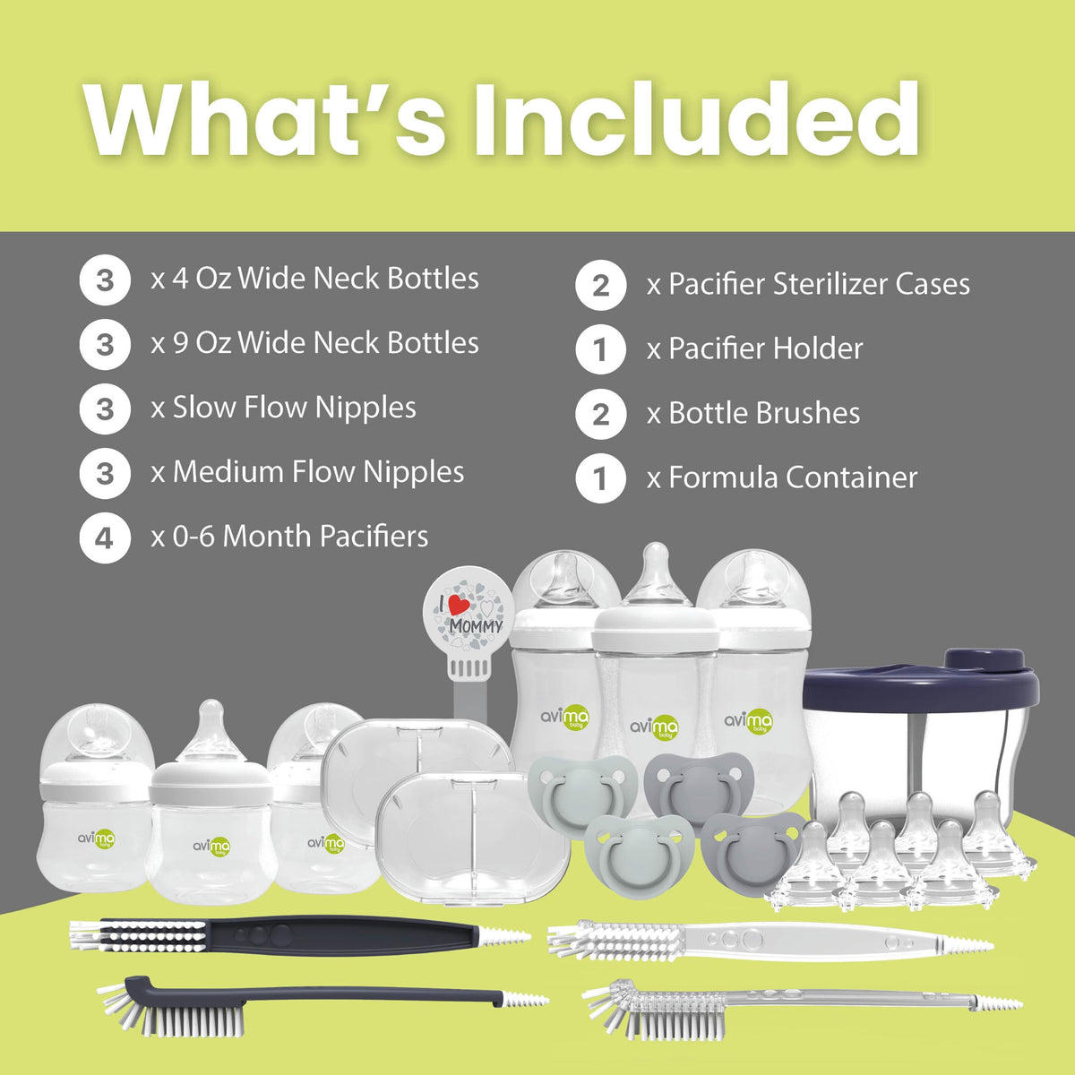 Avima 12 Piece Baby Bottle Starter & Gift Set. 0-6 Months