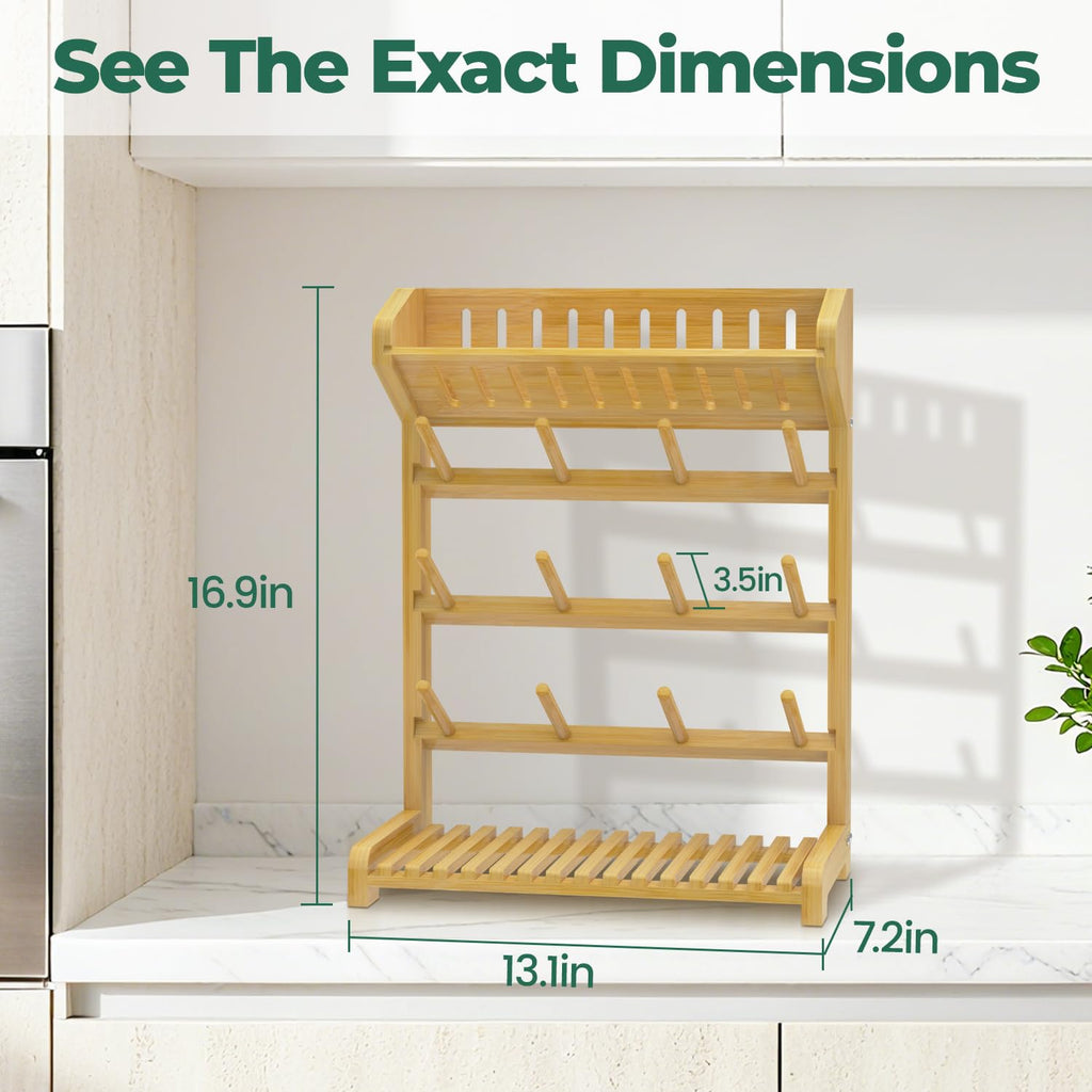 EsLuker.ly Baby Bottle Drying Rack Bamboo Vertical Dryer Holder