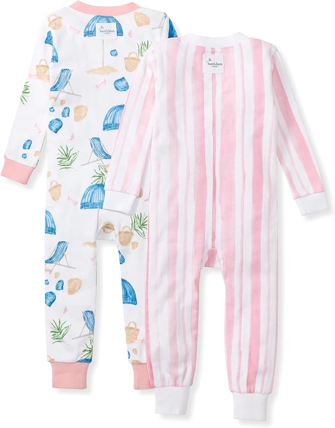 Burt's Bees Baby baby-girls Sleepers, 100% Organic Cotton, One-piece Zip Up Footless Jumpsuit, Snug Fit Pajamas