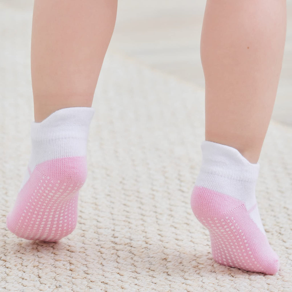ZAPLES Baby Girls Non Slip Grip Ankle Socks with Anti Skid Soles for Infants Toddlers Kids, Mary Janes, 8-10 Years