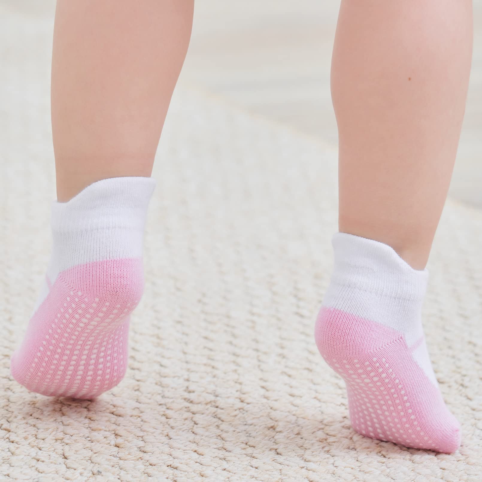 ZAPLES Baby Girls Non Slip Grip Ankle Socks with Anti Skid Soles for Infants Toddlers Kids, Mary Janes, 8-10 Years