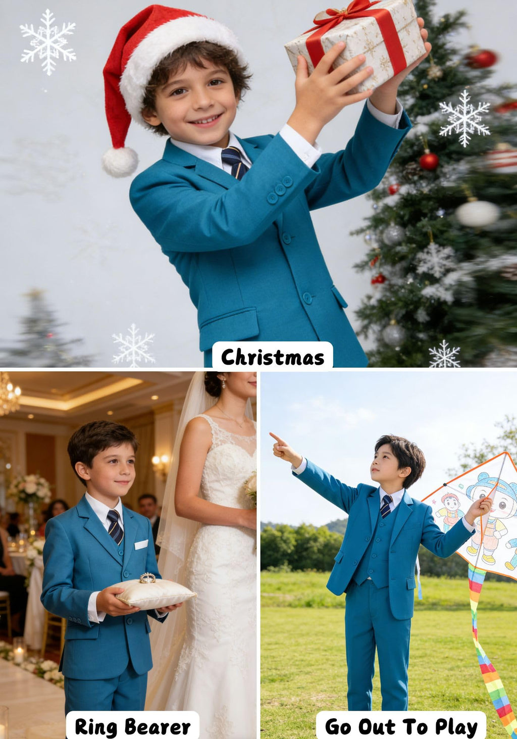 Boys Suit Easter Outfit Set for Boy Slim Fit Formal Lake Blue Suits Size 18
