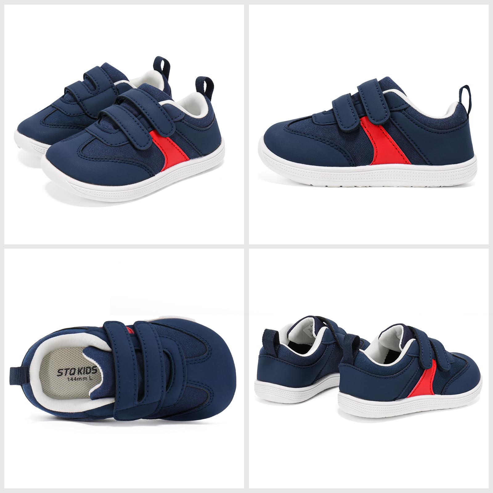 STQ KIDS Toddler Wide Toe Box Shoes Boys Barefoot Shoe Navy White Size 7