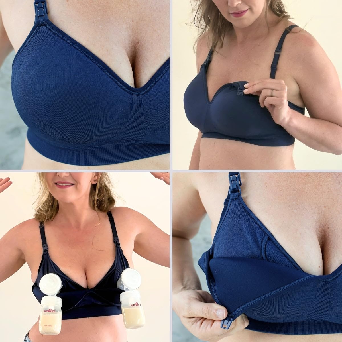 Simple Wishes Pumping Bra Hands Free, Nursing Bra for Breastfeeding Indigo