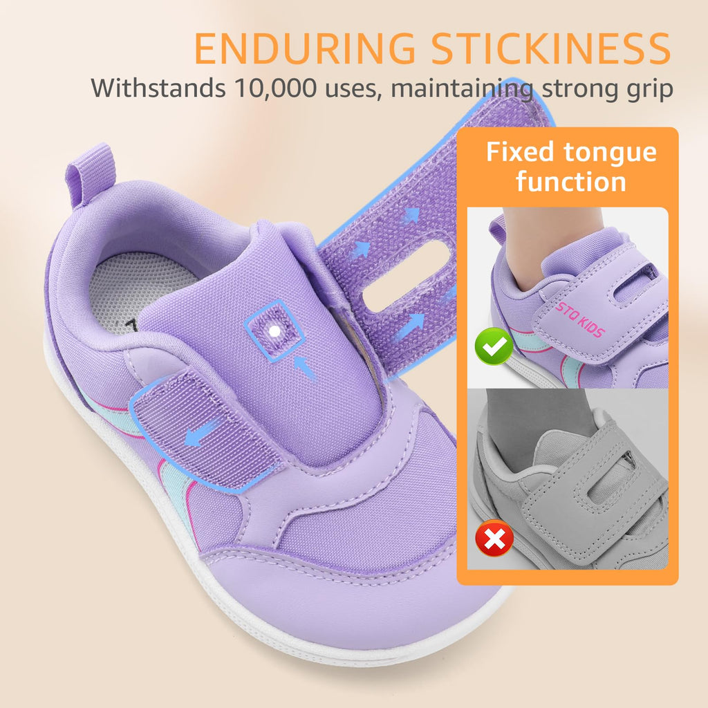 Toddler Girls Shoes Wide Toe Box Barefoot Sneakers Light Purple Size T8
