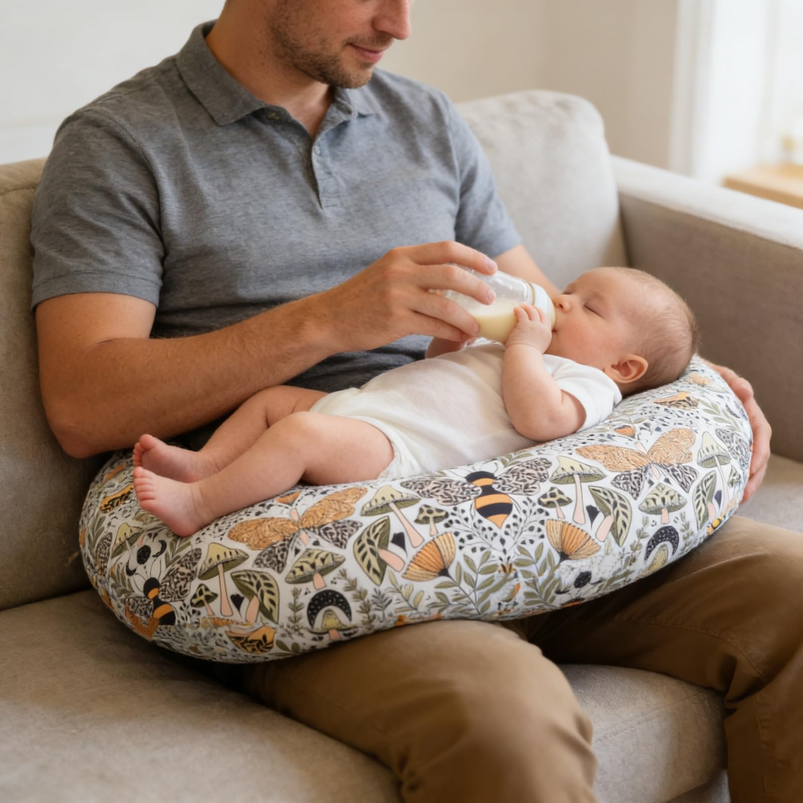 Winmany Baby Nursing Pillow Cover Newborn Removable Breastfeeding Pillowcover Cute Pattern Girls Boys Nursing Pillowcase for Breast and Bottole Feeding