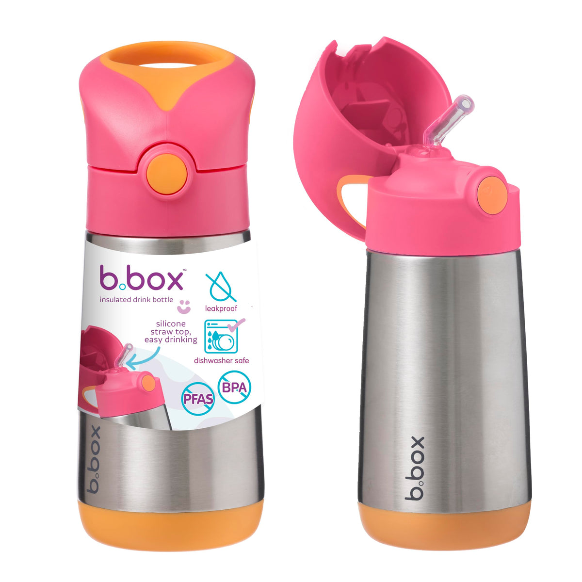 b.box Insulated Water Bottle for Kids, 12 oz Toddler Water Bottle