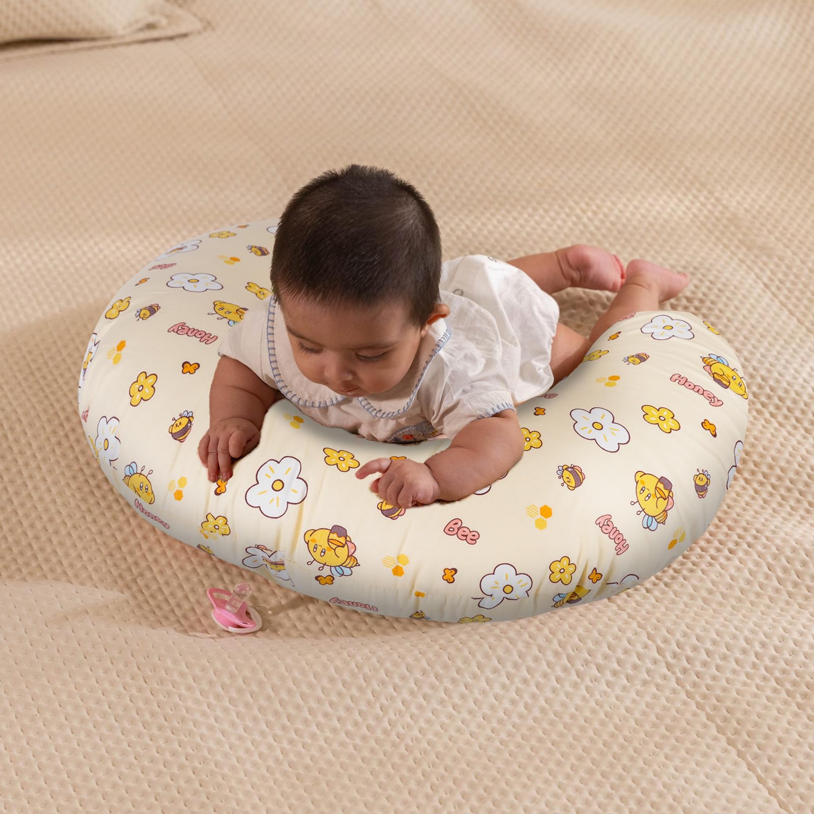 x-vesolje Baby Nursing Pillow for Breastfeeding, Adjustable Breastfeeding Pillow for Bottle Feeding, Nursing Support Pillow for Mom and Baby Healthier Nursing, Removable Cover- Bee Yellow