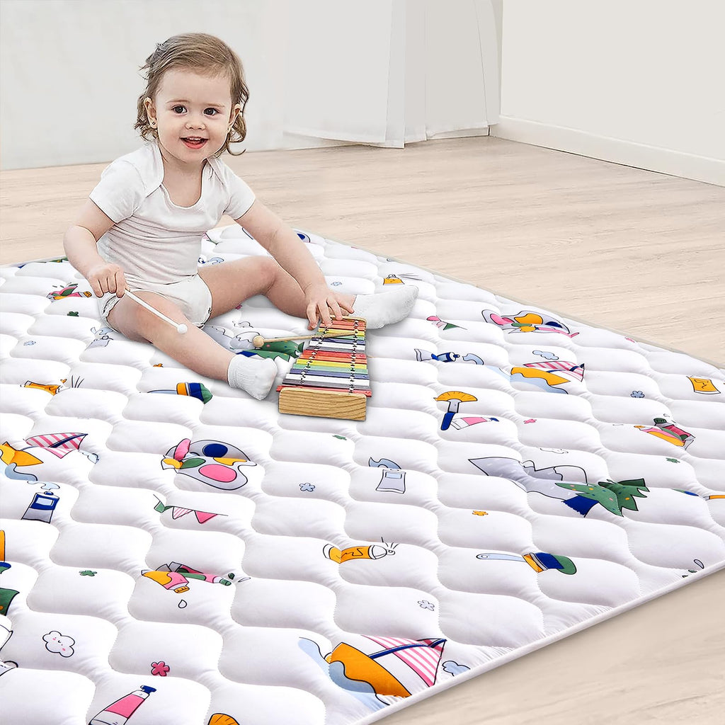 High-Density Foam Baby Play Mat, 50x50 Inches Thicken One-Piece Comfortable and Soft Playmat, Non Slip Machine Washable Floor Mat for Infants, Tapete para Bebes,Toddlers