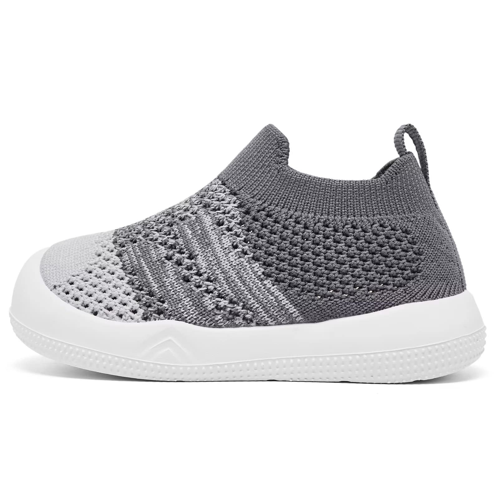 Baby Shoes Girls Boys Baby Sock Shoes with Non Slip Soft Rubber Sole Infant First Walking Sneaker Toddler Slipper Lightweight 9-12 Months Gradient Grey