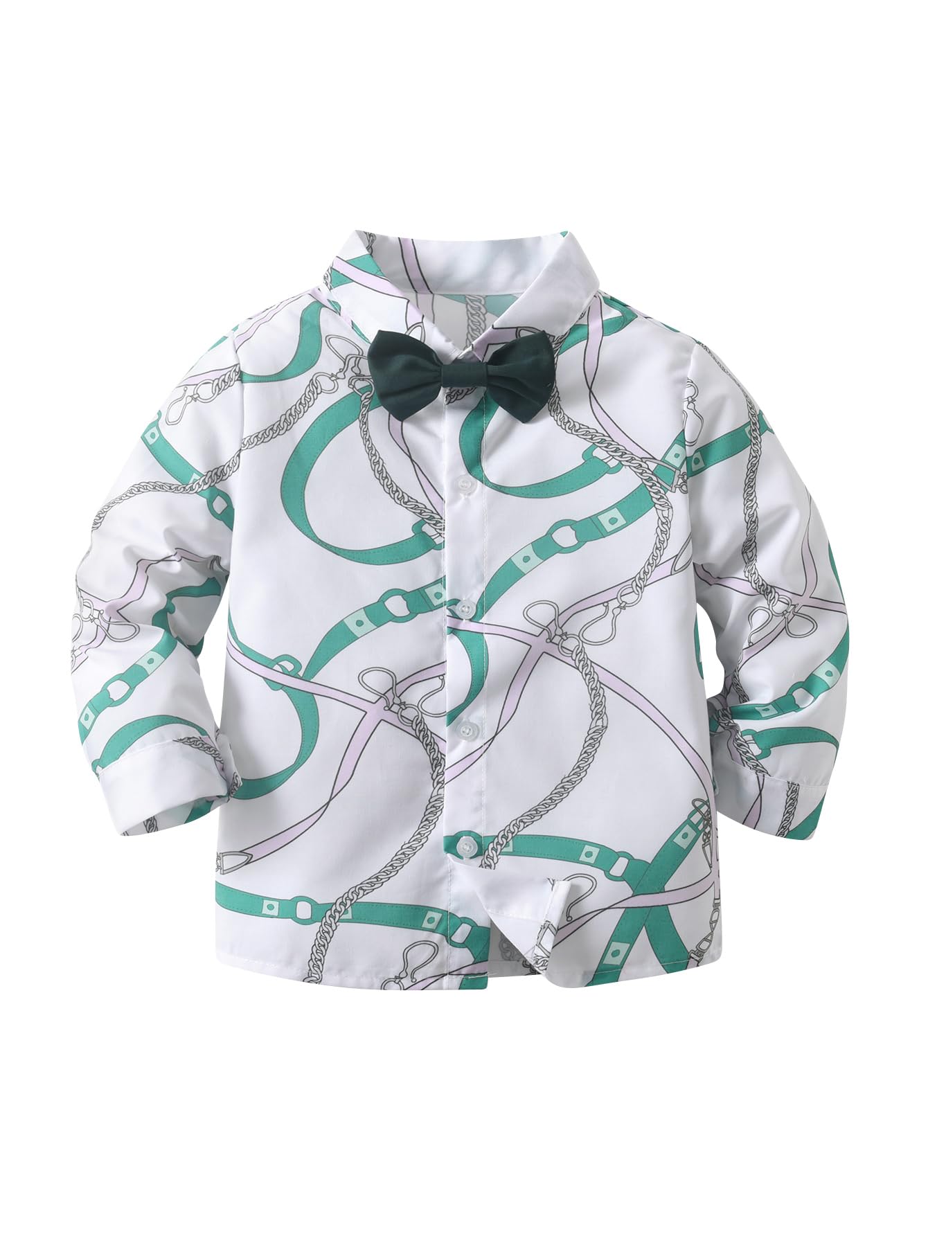 Boarnseorl Baby Boys Pants Sets, Infant Long Sleeve Shirt + Pants + Bow Tie + Suspenders Outfits Clothing,9-12M