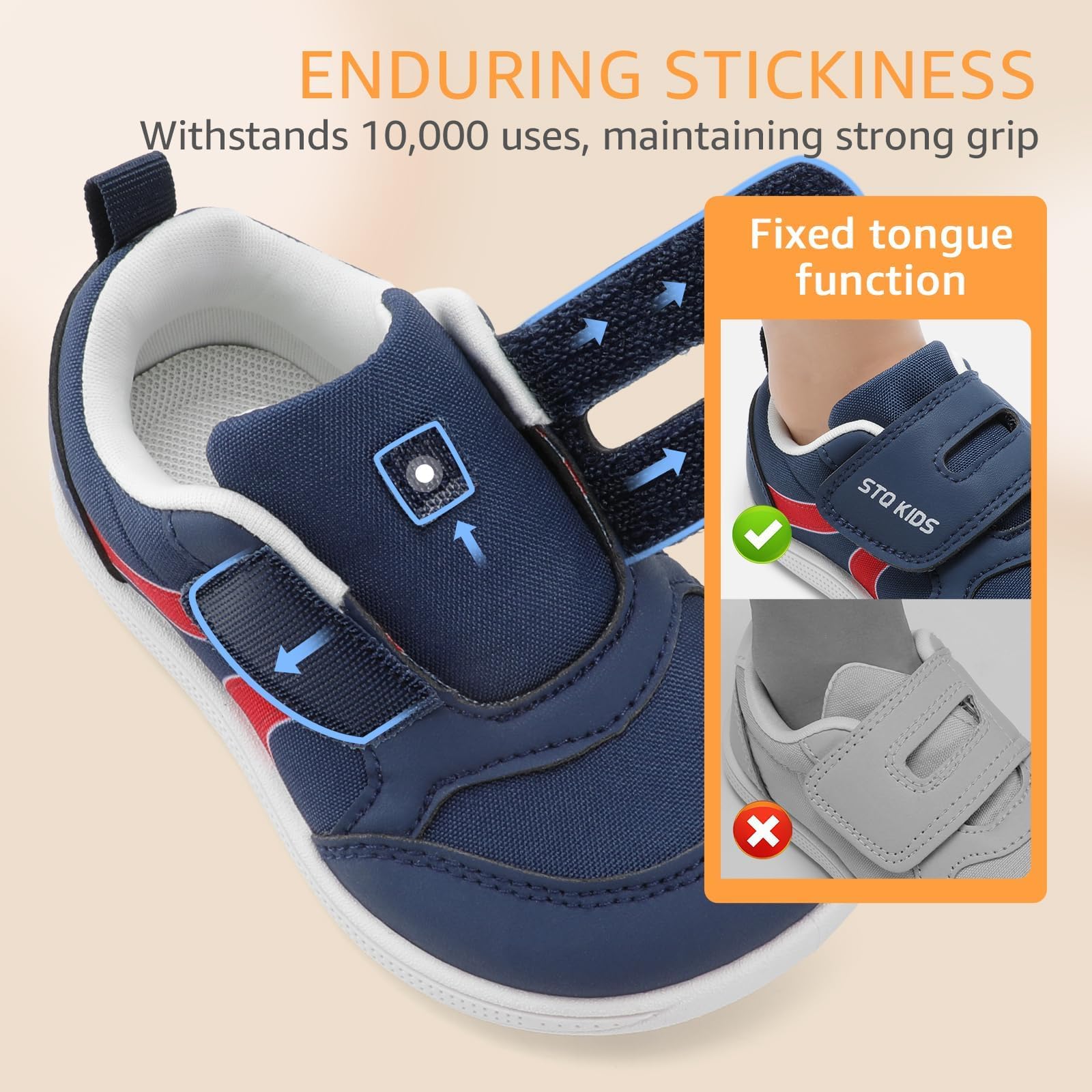 Toddler Shoes Boys Wide Toe Box Barefoot Sneakers Tennis Navy Size T9