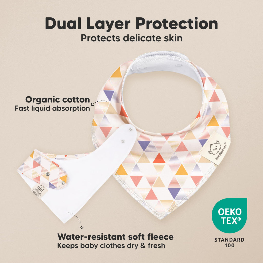 KeaBabies 8pk Organic Baby Bandana Bibs for Drooling and Teething (Prism)