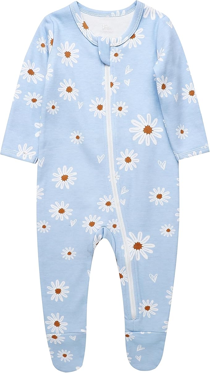 O2 BABY Baby Boys Girls Organic Cotton Zip-Front Sleeper Pajamas, Footed Sleep 'n Play