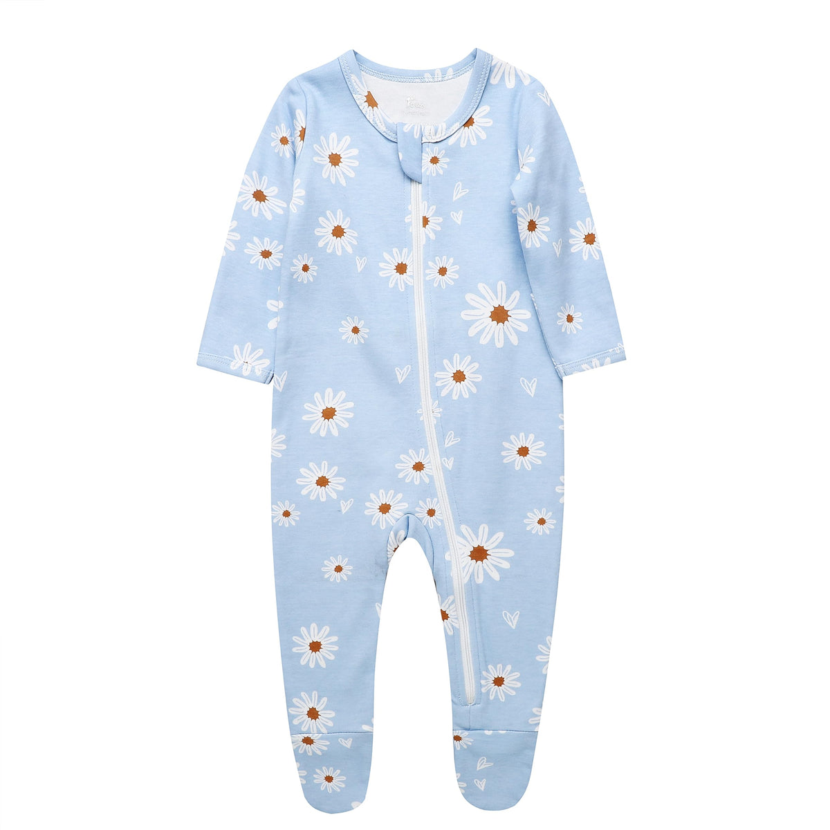 O2 BABY Baby Boys Girls Organic Cotton Zip Front Sleeper Pajamas, Footed Sleep 'n Play （3-6Months, Blue）