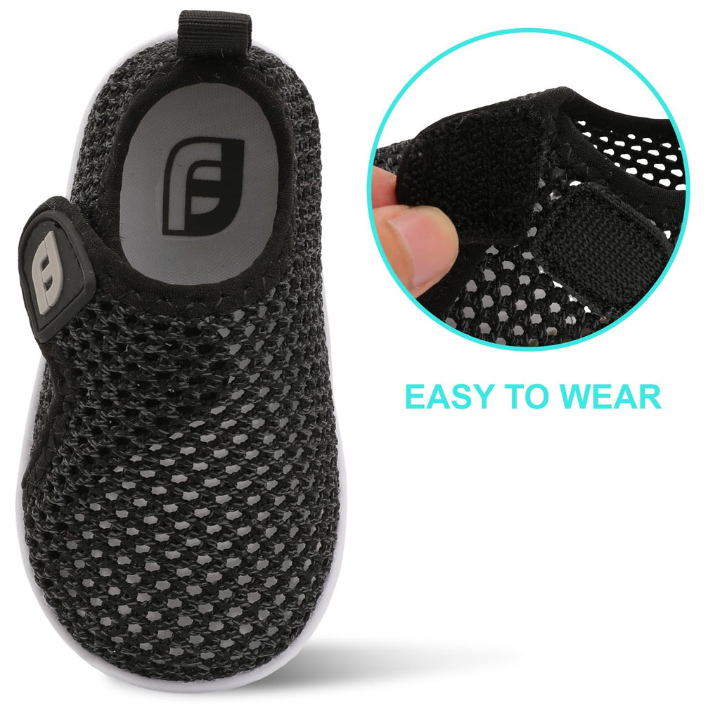 Baby Girls Boys Water Shoes Swim Barefoot Shoes Sandals Water Sports Aqua Socks Sneakers for Beach Mesh BlackGrey 12-18 Months Infant