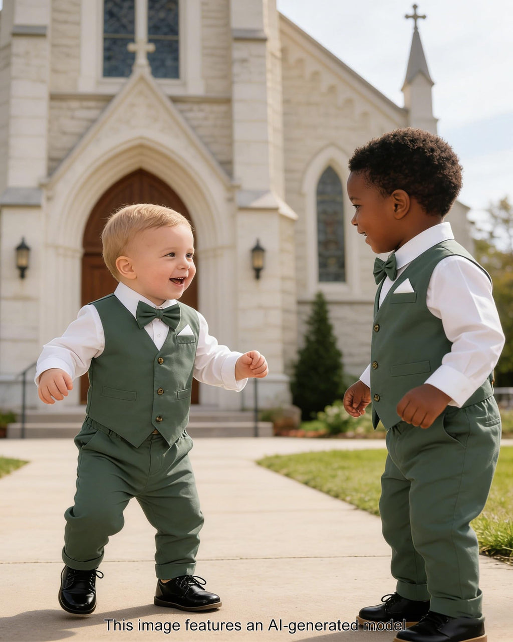 SANGTREE Boys Cotton Linen Formal Suit Green Herb 4-5T=Tag 130