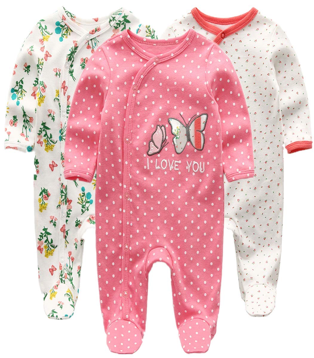 Kiddiezoom Baby and Toddler Boys'Snug Fit Footed One-Piece Romper Jumpsuit Cotton Footed Outfit