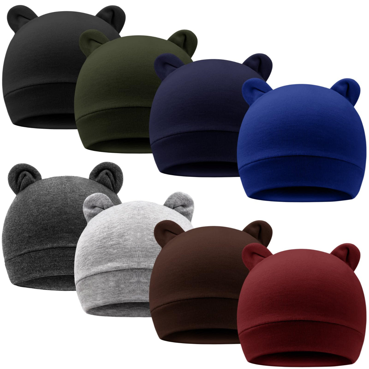 DRESHOW BQUBO 8 Pack Baby Newborn Hats Infant Toddler Kid Hats Soft Nursery Beanie Unisex Beanie Hat for Boys Girls 0-6 Years