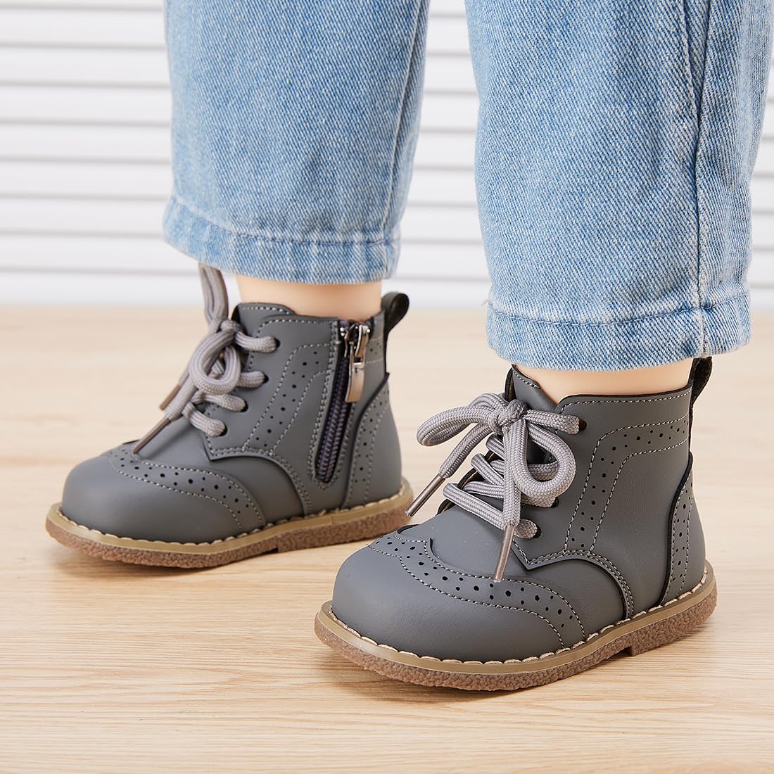 BMCiTYBM Toddler Boys Girls Boots Oxford Shoes for All Seasons 2-2.5 Years Grey Size 7 Toddler