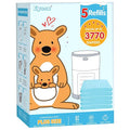 5 Pack Diaper Pail Refill Bags Compatible with Dekor Plus Diaper Pail, 40% Extra Length Refills Holds up to 3770 Diapers, Thickened Multi-layer Odor Control (Baby Scent)