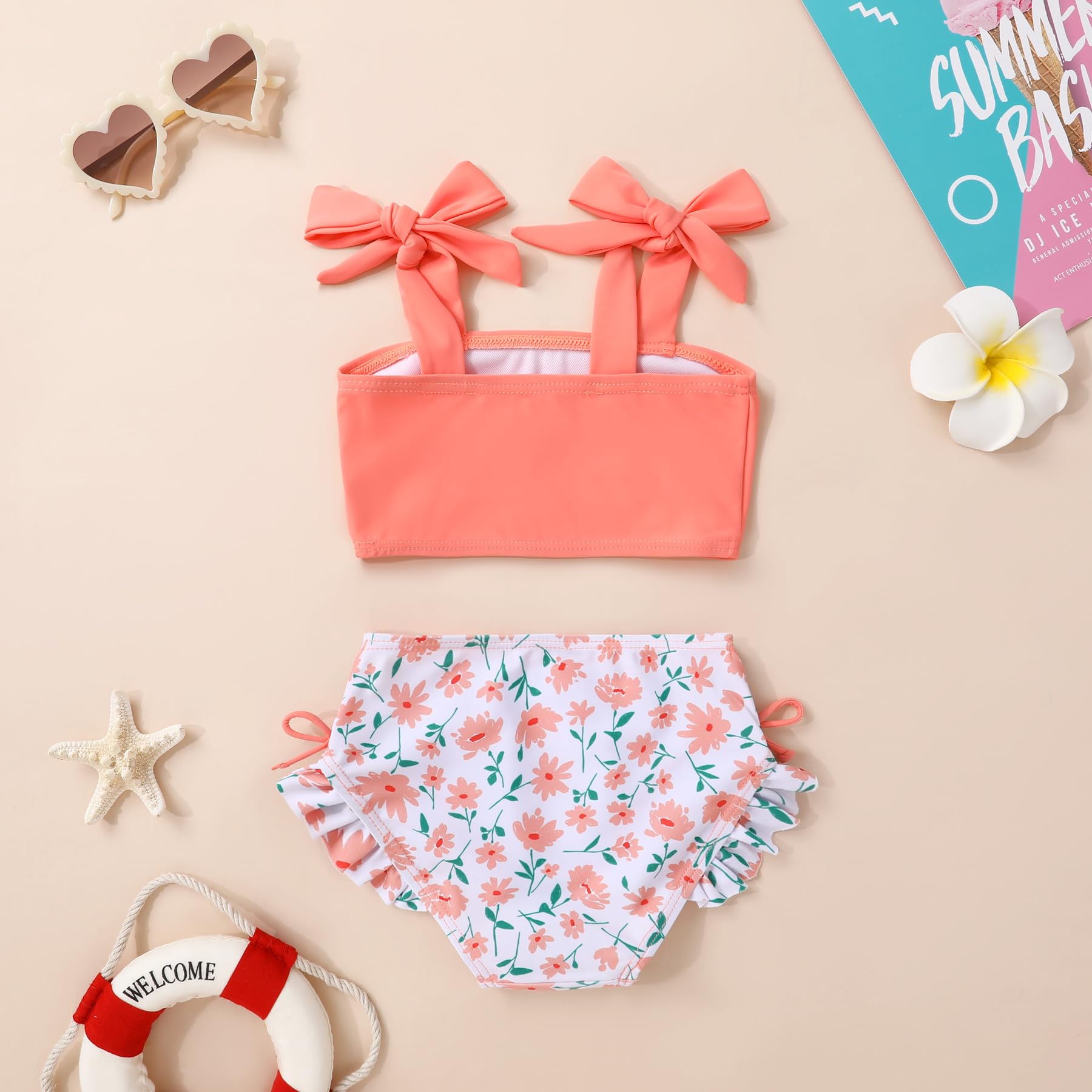 MAMAMI Toddler Swimsuit Girl Color Block Stripe Two Pieces Swimwear Baby Girl Summer Beach Bathing Suits