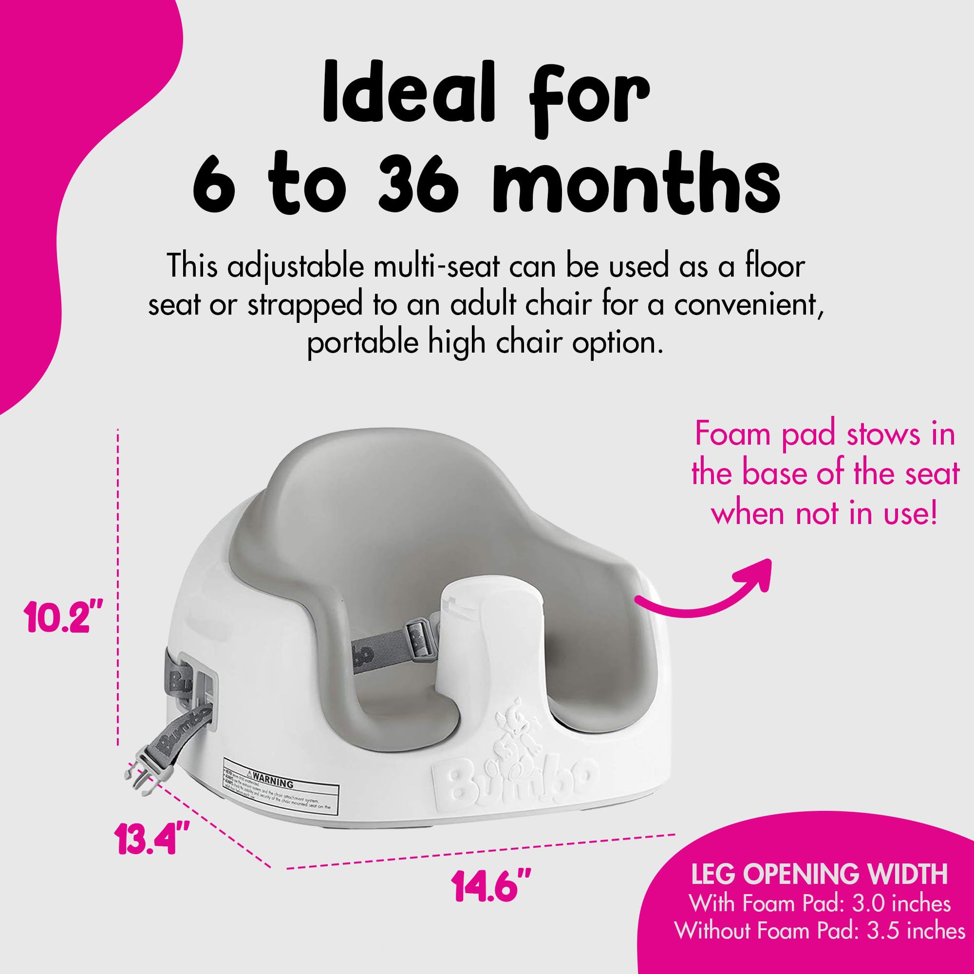 Bumbo 2 Pack 3-in-1 Multi-Seat for 6 to 36 Months, Travel Baby Feeding and Play Floor Seat, All-in-One Portable Booster with Tray & Toddler High Chair, Monsoon