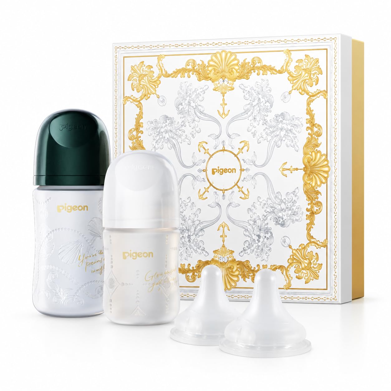 Pigeon Silicone Coating Baby Bottle Feeding Gift Set, Wide Neck