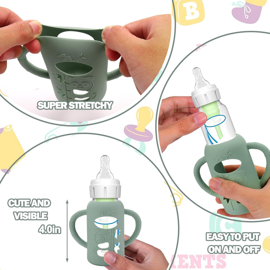 BUSOHA 3 Pack Silicone Sleeves for Dr Brown Glass Narrow Baby Bottle